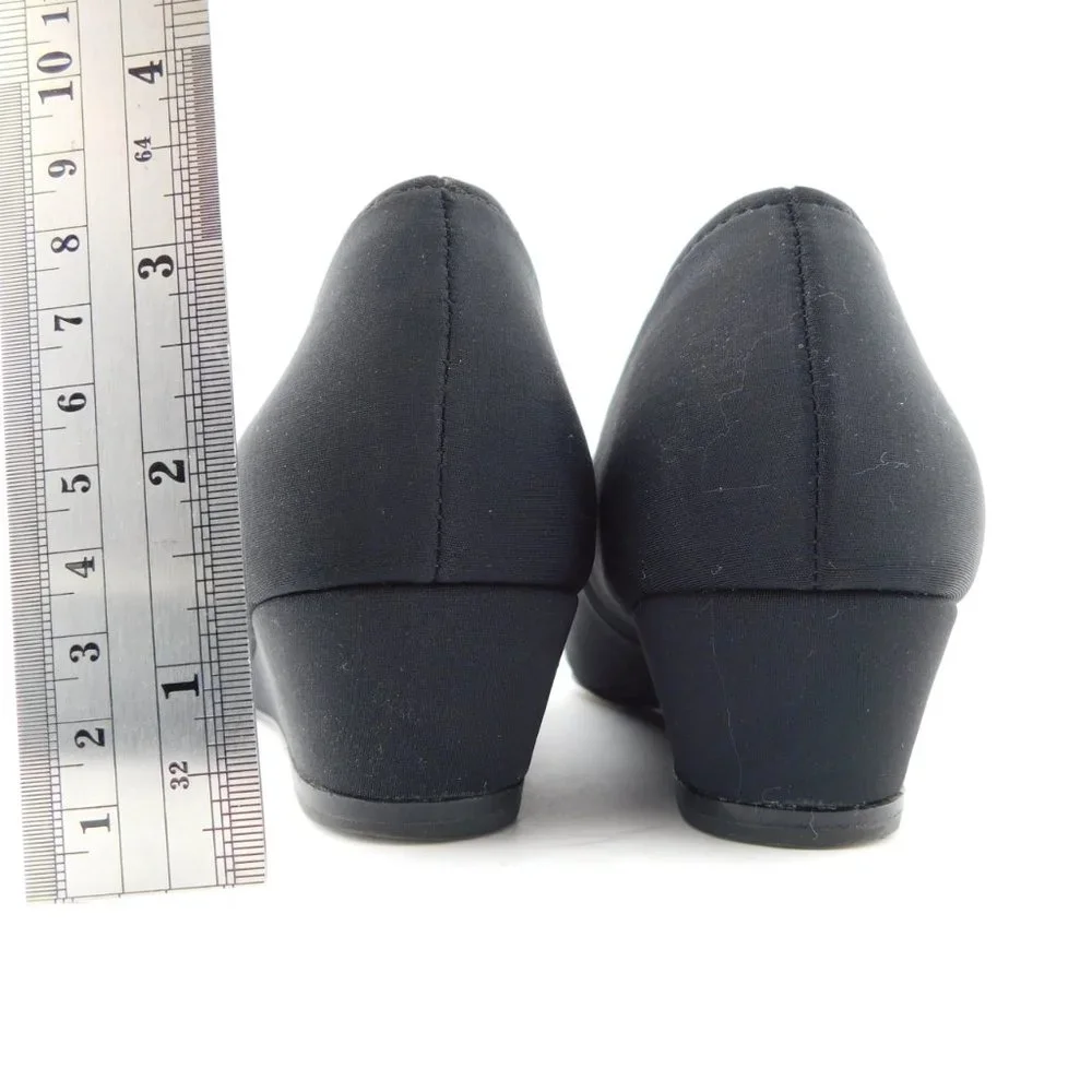 DONALD J. PLINER Black Micro Fiber Slip-on Wedged Flats 5